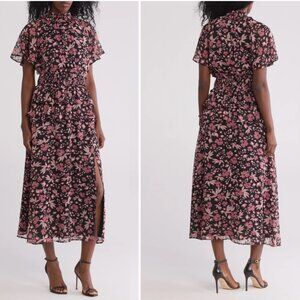Floral Short Sleeve Chiffon Maxi Dress by Mila Mae Size S